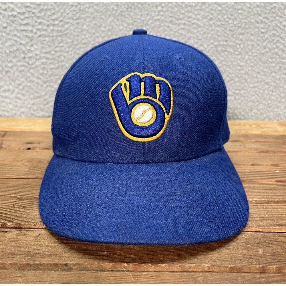 Milwaukee Brewers Hat Adult Blue Strap Back Cap Wool Blend‎ Embroidered MLB